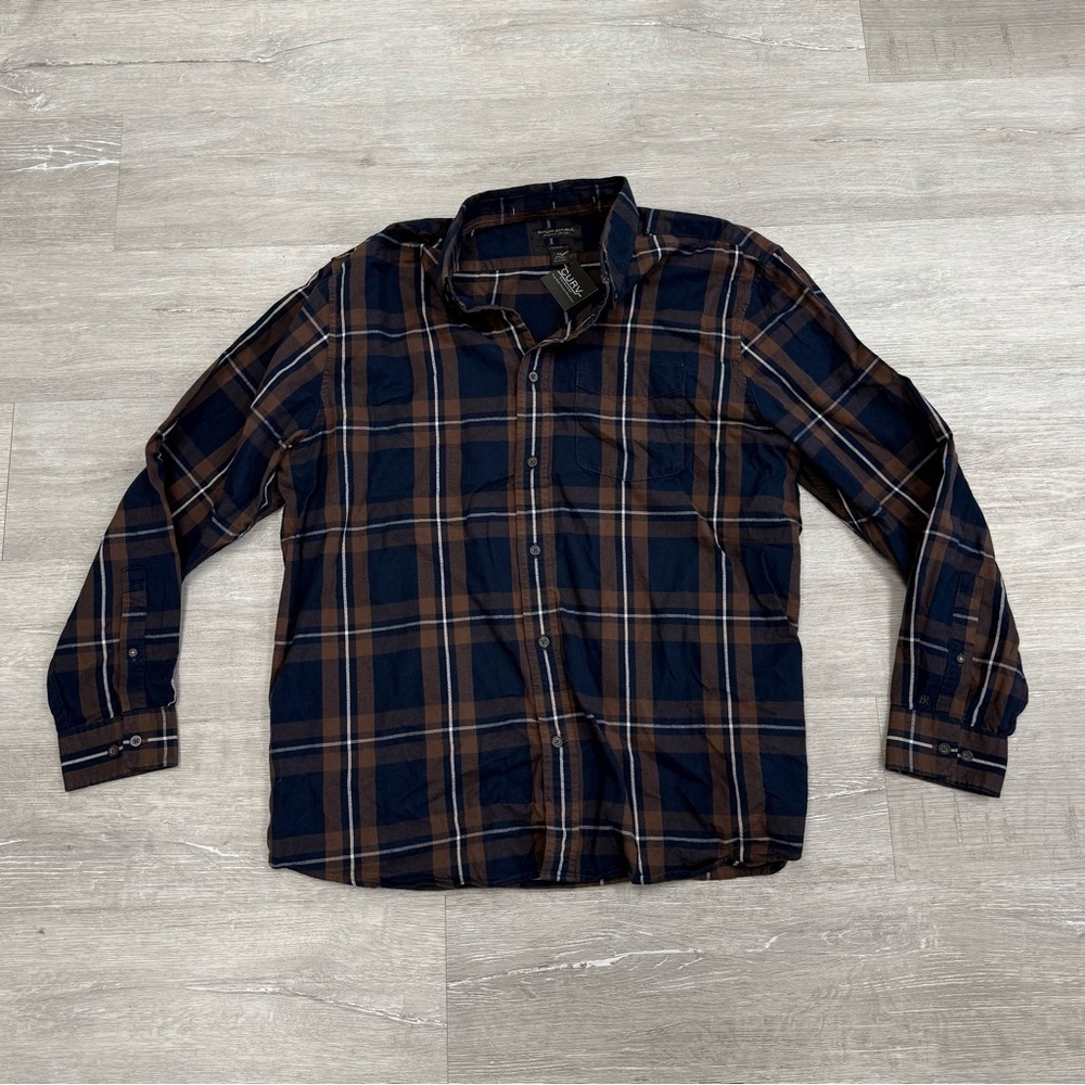 Banana Republic Navy & Brown Button Down Shirt - Size XL
